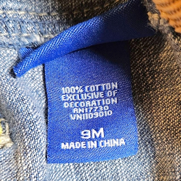 Denim Overalls 100% Cotton Genuine Baby by Oshkosh B'gosh Sz 9 Months Y2K - Picture 8 of 10